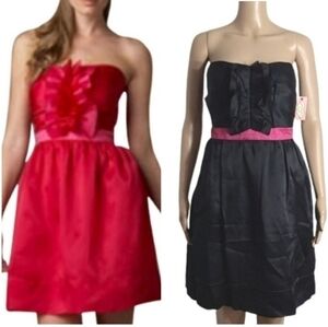 PHOEBE COUTURE Black & Pink Ruffled Cocktail Dress Size 10